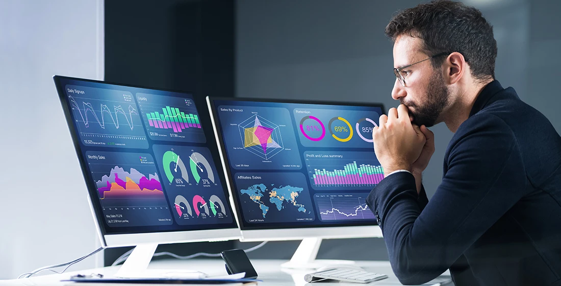 dashboard showcasing demographic data and charts